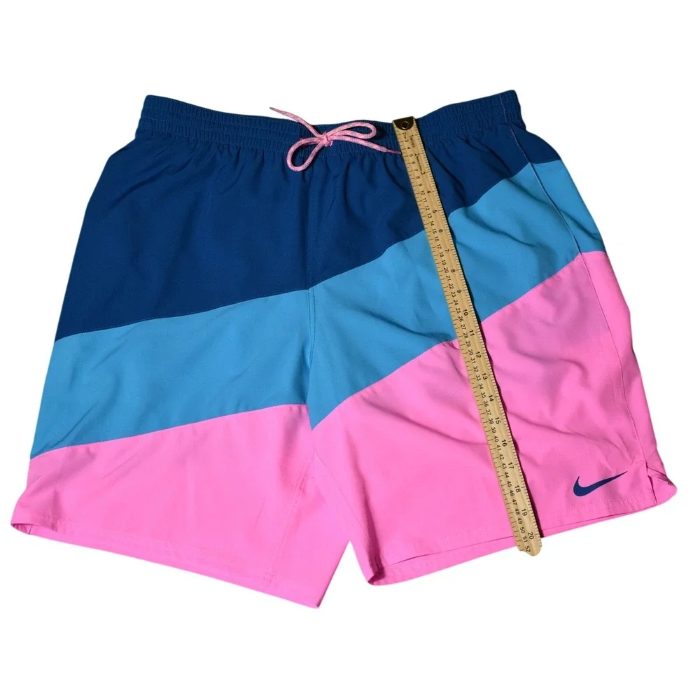 Nike Stretch Swim Shorts Trunks Men's XXL‎ Navy Turquoise Pink NWT NESSD470-670